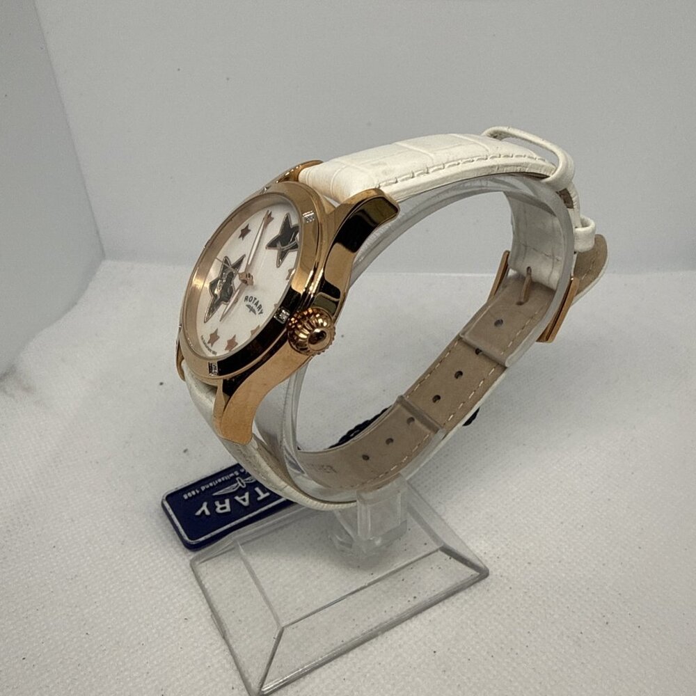 Ladies Rotary Diamond Watch RLS00029/41 Rose Gold Plated White Leather Swiss - Picture 4 of 10